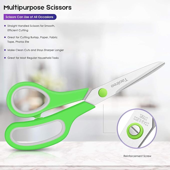 Scissors Bulk 40-Pack, Taotree 8" All Purpose Scissors, Soft Comfort-Grip - Image 3