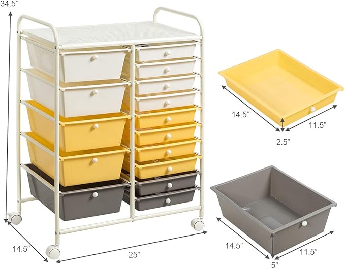 GOFLAME 15-Drawer Rolling Storage Cart, Craft Storage Cart - Image 3