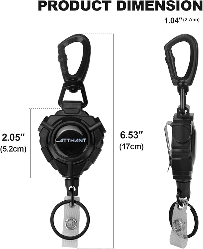 LATTHANT Badge Holder Retractable Clip, Heavy Duty Retractable Keychain - Image 6