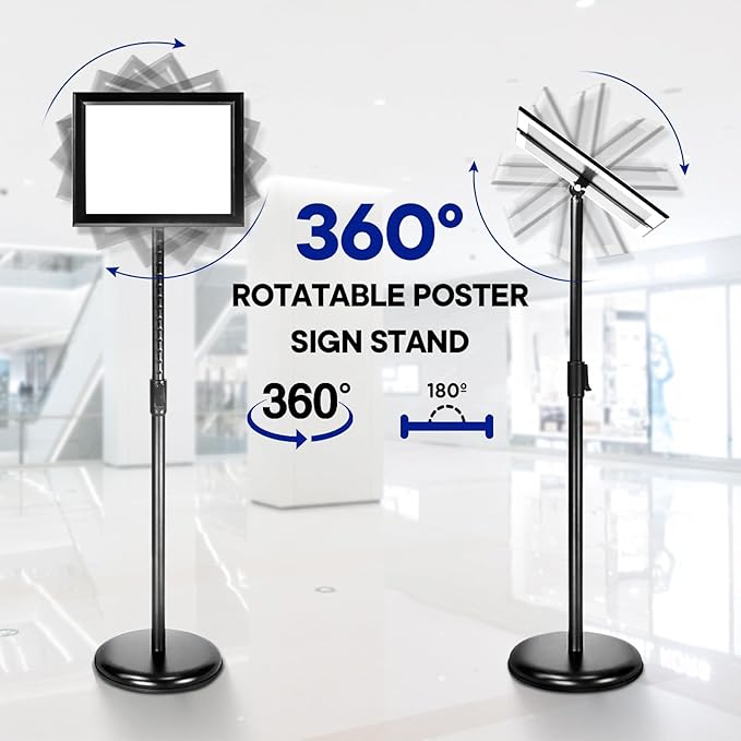 Adjustable Poster Sign Stand Holder Heavy Duty Snap Open Aluminum Pedestal - Image 2