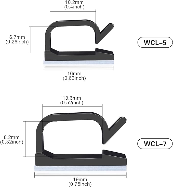 XHF 3/4” Adhesive Cable Wire Clips Black120pcs, Cable Staples Outdoor Cable - Image 2