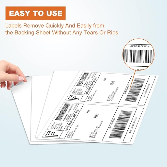 BESTEASY 200 Half Sheet Self Adhesive Shipping Labels, Laser/Ink Jet White - Image 4