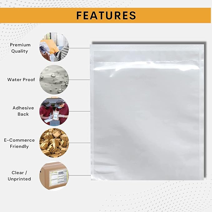 100 Pack 6"x9" Shipping Label Sleeves – Clear Self-Adhesive Packing Slip Pouches - Image 5