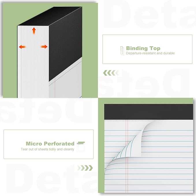 White Legal Pads 8.5 x 11 Narrow Ruled, 3 Pack Notepads College Ruled Pads of - Image 5