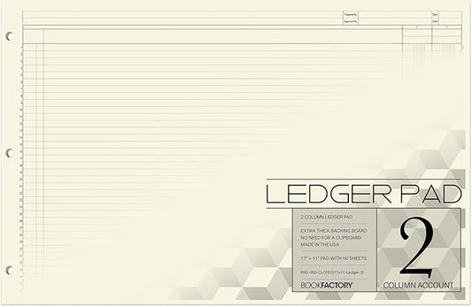 BookFactory Ledger Sheets/Large 2 Column Accounting Ledger Columnar Loose Leaf by BookFactory
