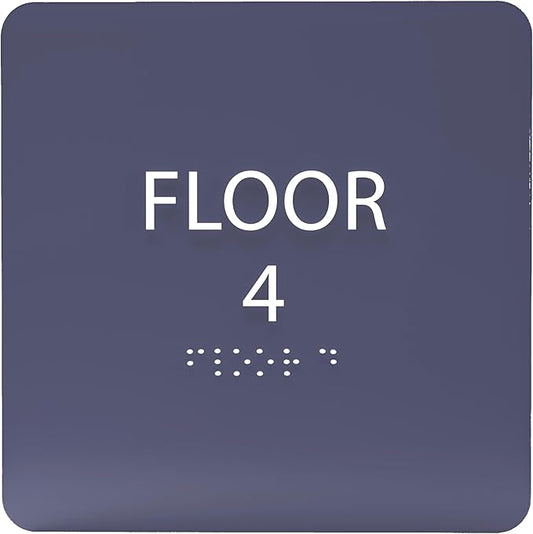 Navy ADA Floor 4 Sign with Braille – Made from Durable Acrylic and Ready to by ADACentralSigns
