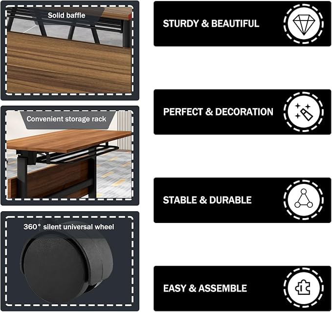 Folding Conference Table, Modern Office Conference Room Tables, Flip-Top Mobile - Image 6