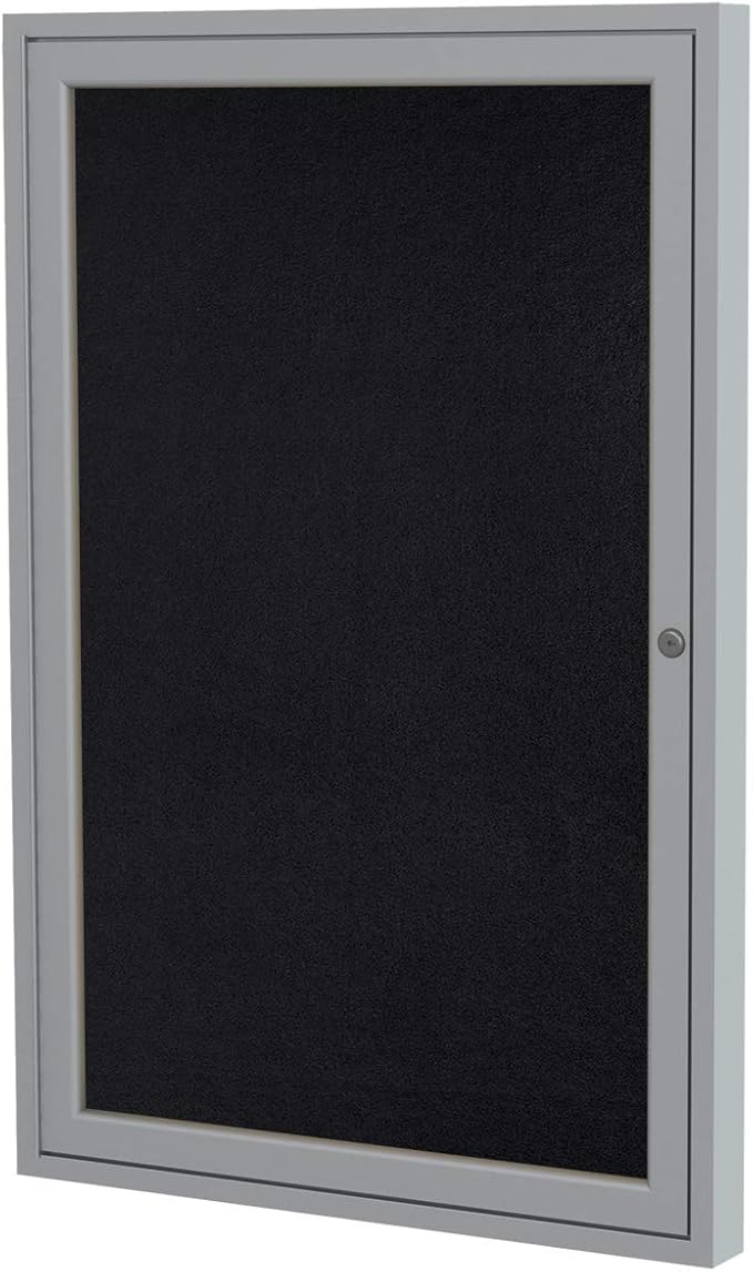 Ghent 24"x 18" 1-Door Indoor Satin Aluminum Frame Enclosed Recycled Rubber by Ghent