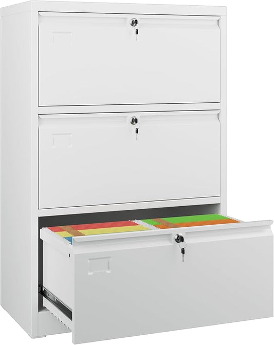 SUXXAN 3 Drawer File Cabinet, Lateral Filing Cabinet by SUXXANFurniture