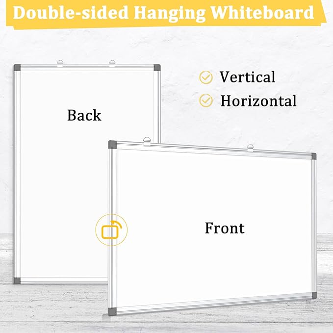 AMUSIGHT Double-Sided Magnetic Whiteboard, Aluminum Frame White Board - Image 2