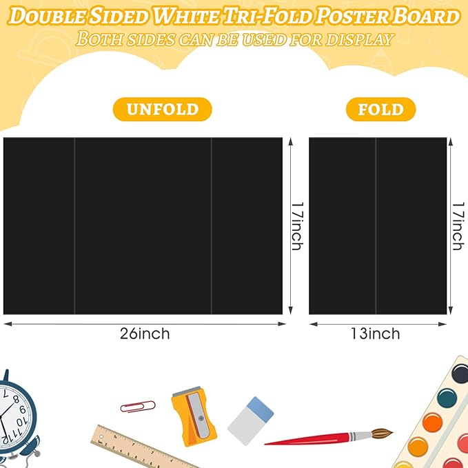 20 Pack Trifold Poster Board, School Projects, Graduation Party, Event Displays - Image 2