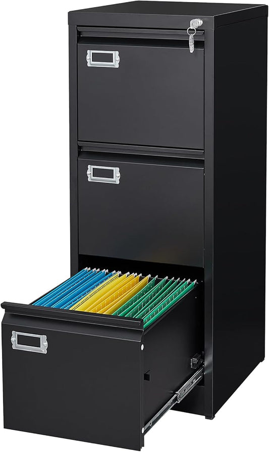 MIIIKO 3 Drawer File Cabinet, Home Office File Folders Storage Cabinet by MIIIKOOfficeFurniture