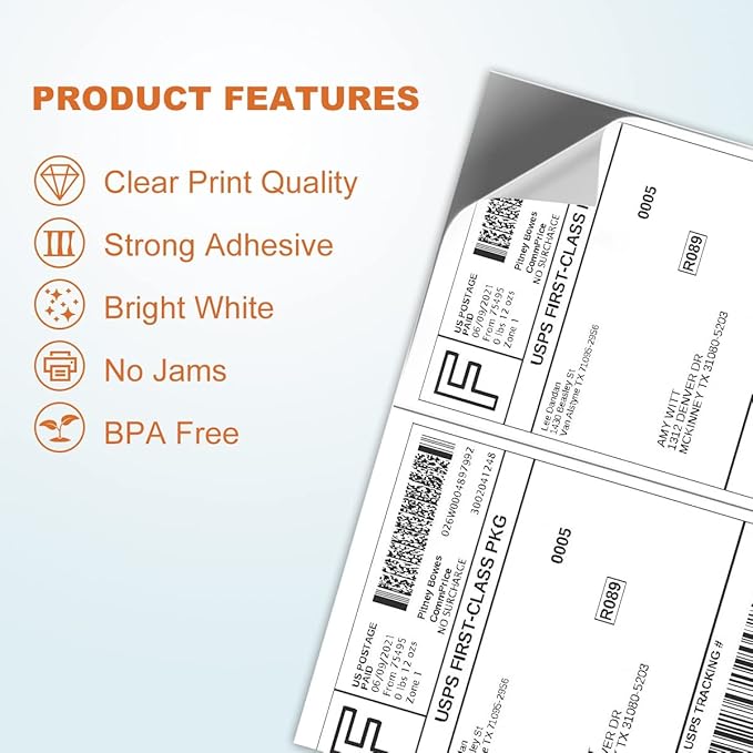BESTEASY 1000 Half Sheet Self Adhesive Shipping Labels, Laser/Ink Jet White - Image 4