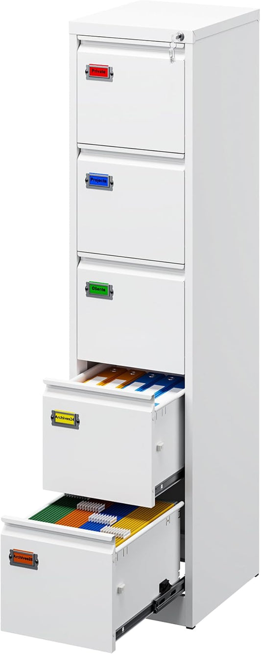 PEUKC 5-Drawer File Cabinet, 16.3" Deep Vertical Metal Filing Cabinet by PEUKC