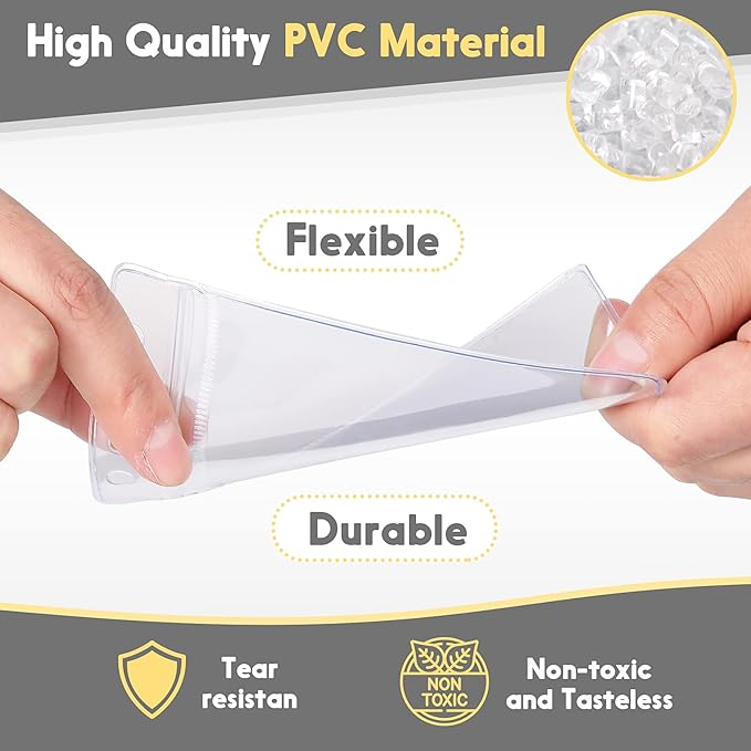 Marspark 50 Pieces Clear Plastic Horizontal Name Badge ID Card Holders - Image 5