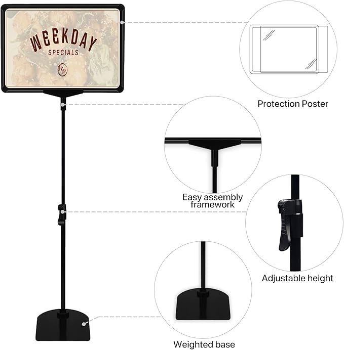 BUTUNITA Sign Holder Stand, 8.5x11 Inch Adjustable Tabletop Sign Holder Floor - Image 2