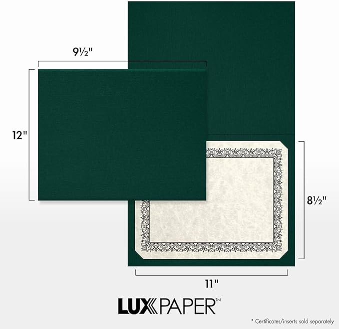 LUXPaper 9.5" x 12" Certificate Holders | Green Linen | 100lb. Cover | 50 Qty - Image 4