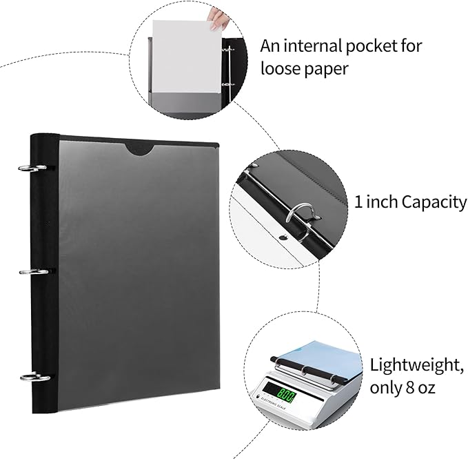 Tashkummy 360° Pivotable 3 Ring Binder, Upgraded Foldable Binders 1 inch 6 Pack - Image 6