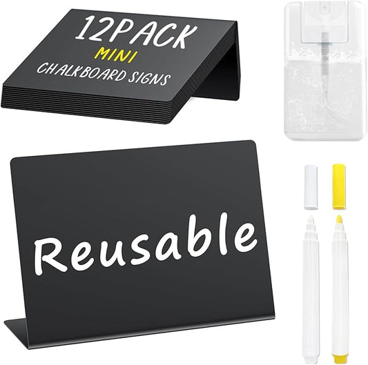 PigPotParty 12 Pcs Food Labels for Party Buffet w/Cleaning Spray, Table Place by PigPotParty
