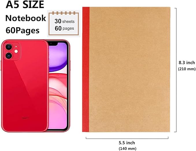 Zegrox A5 Blank Notebook Bulk, 48 pack Kraft Cover Blank Sketch Book Pad Travel - Image 5