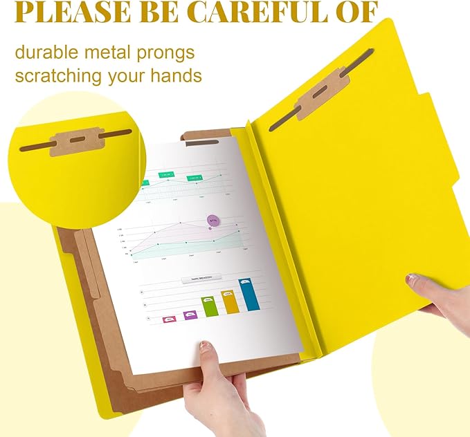 Skyygemm 12 Pcs Classification Folders Letter Size, 3 Divider Pressboard File - Image 4