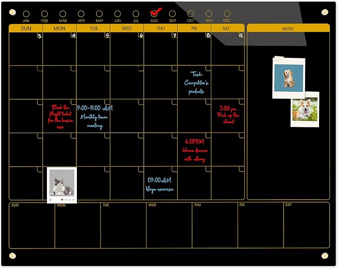 Magnetic Glass Blackboard Calendar 48"x36" Monthly Glass Dry Erase Board - Image 2