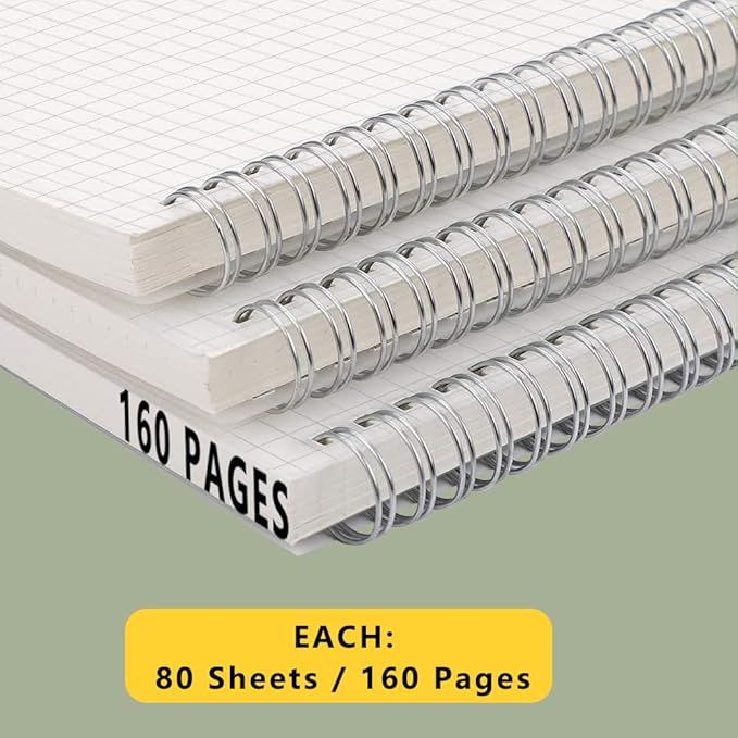 WRENBEN A5 Spiral Notebook 120gsm Graph Paper Notebook 160 Pages Per Hardcover - Image 5