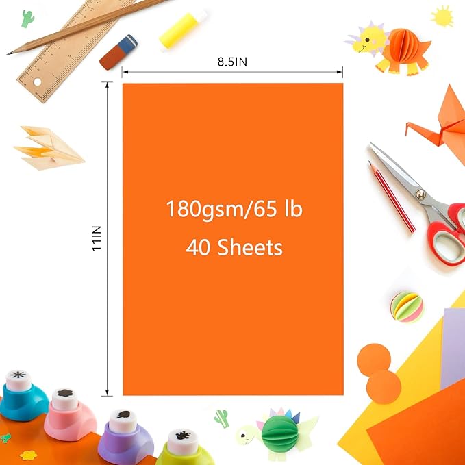 Gray Cardstock Bulk 40 Sheets 8.5 x 11 Inches, 180GSM/65LB Colored Card Stock - Image 4