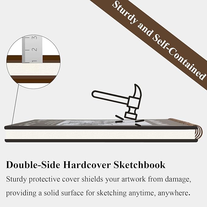 9"X12" Sketch Book Bulk, Top Spiral Bound Sketch Pad, 3 Pack 100 Sheets Each - Image 2