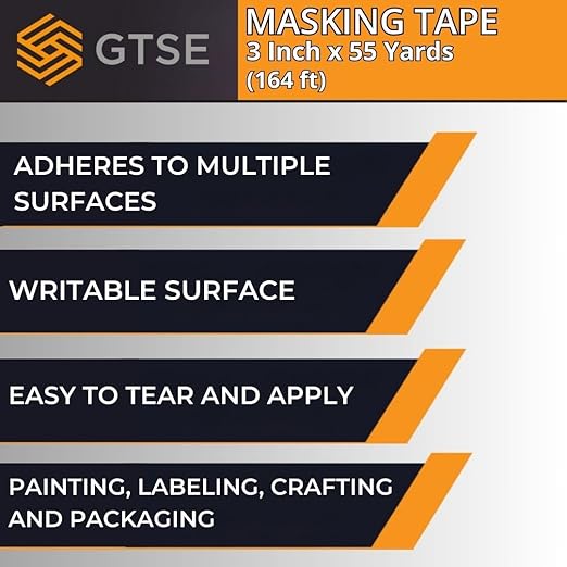 GTSE Wide Masking Tape, 2 Rolls, 3 inches x 55 Yards - Image 6