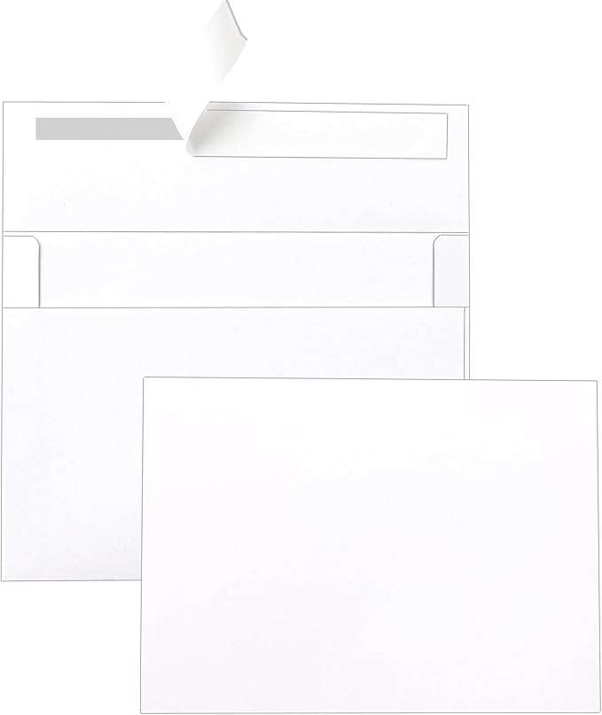 Silunkia 100 Packs White Note Cards and Envelopes 4.25 x 5.5 Heavyweight Flat by Silunkia