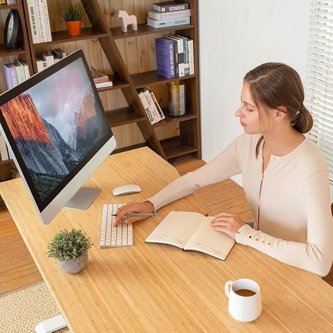FLEXISPOT EN1 Bamboo Standing Desk, 55 x 28 Inches Whole-Piece Electric Height - Image 2