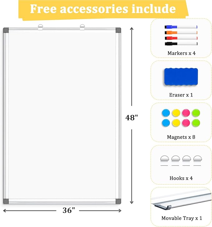 AMUSIGHT Double-Sided Magnetic Whiteboard, Large White Board Marker Board - Image 5