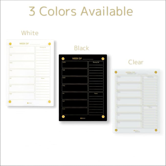 Black Glass Golden Weekly Dry Erase Calendar & Menu Whiteboard - Image 7
