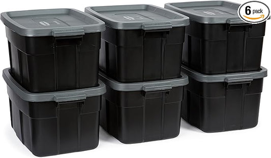 Rubbermaid Heavy Duty Black Storage Bins Plastic Totes by Rubbermaid