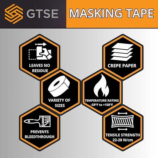 GTSE Wide Masking Tape, 2 Rolls, 3 inches x 55 Yards - Image 7