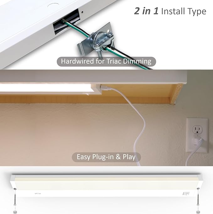 Leetdud LED Under Cabinet Lighting Hardwired or Plug in, 24 Inch 12W, Dimmable - Image 6