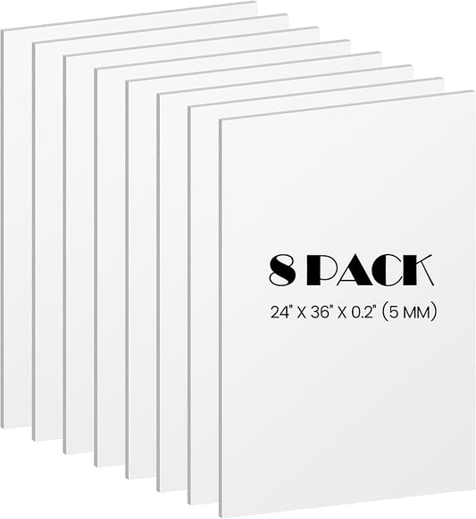 Elcoho 8 Pack White Foam Board, 24 x 36 Inch Acid-Free Foam Core Board by Elcoho