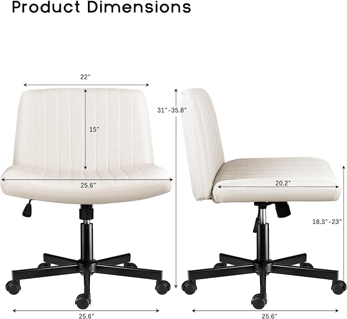 PUKAMI Criss Cross Chair with Wheels, Fabric Padded Armless Cross Legged Office - Image 2