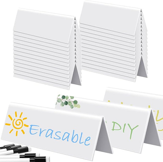 Fainne 50 Sets Dry Erase Name Tent Cards by Fainne