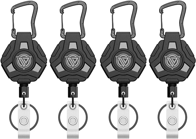 4 Pack Retractable Keychain Heavy Duty, Badge Reels Retractable, Tactical ID by OARIDEY