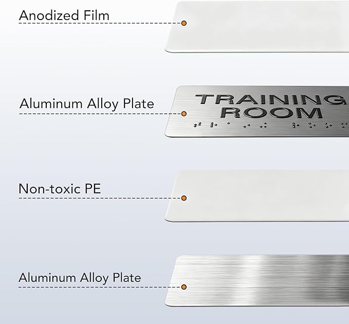 RECEPTION Signs with Raised Text & Grade 2 Braille, Brushed Aluminum/Silver - Image 5
