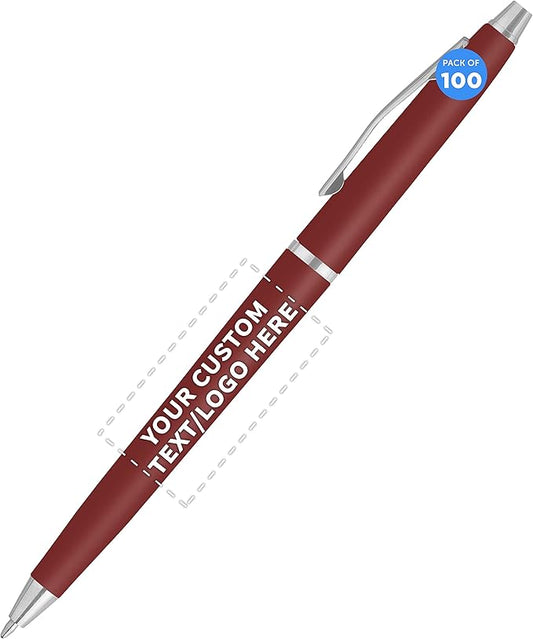DISCOUNT PROMOS Custom Langham Ballpoint Pens Set of 100, Personalized Bulk Pack by DISCOUNTPROMOS