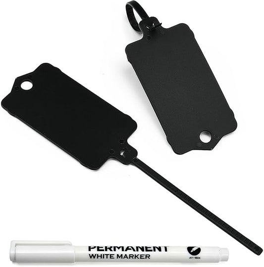 100pcs Blank Plastic Tags for Labeling Reusable Hanging Tags Ties Key Tag by LeadSeals