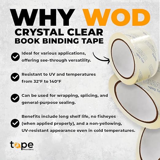 WOD CST22CC Crystal Clear See-Through Packing Tape – 3/4 inch x 110 yds. - Image 2