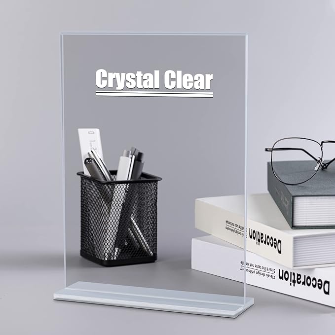 xydstay 8.5 x 11 Acrylic Sign Holder 2 Pack, Vertical T Shape Clear Plastic - Image 8