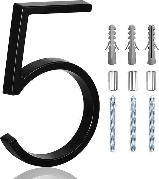 5" Floating Stainless Steel Address House Number, Modern Metal Anti-Rust House by MerearDecoration
