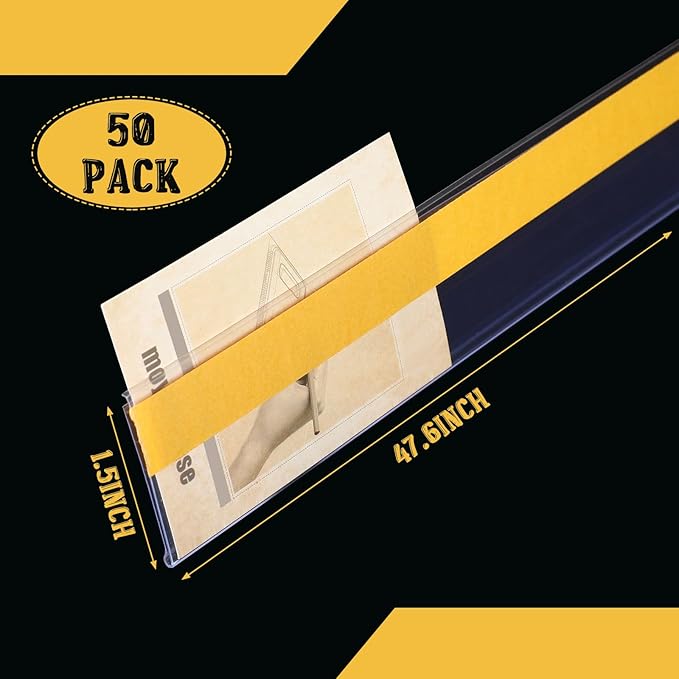 Fainne 50 Pcs Shelf Label Strips 1.5''H x 48''L Self Adhesive Shelf Label - Image 2