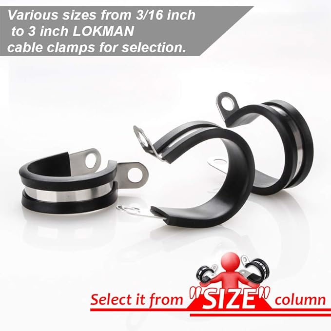 LOKMAN 20 Pack 1-1/2 Inch Stainless Steel Cable Clamp, Rubber Cushioned - Image 2