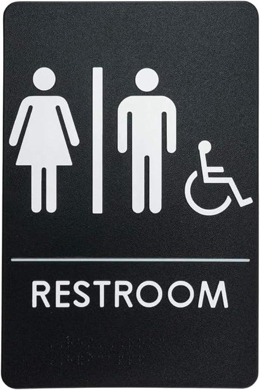 USA Made - Men's and Women's Restroom Signs ADA-Compliant Bathroom Door Signs by RockRidge